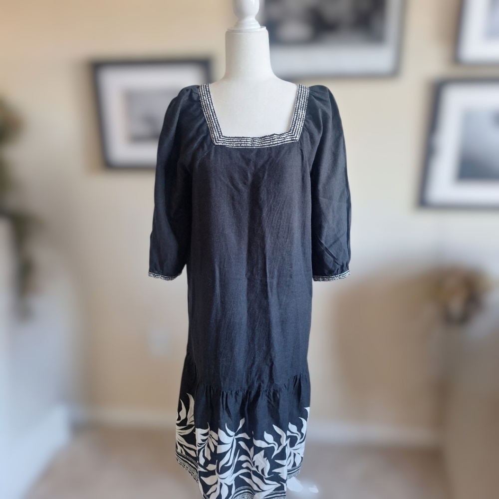 Black Printed Square-Neck Midi Dress - Style&Company Size M
